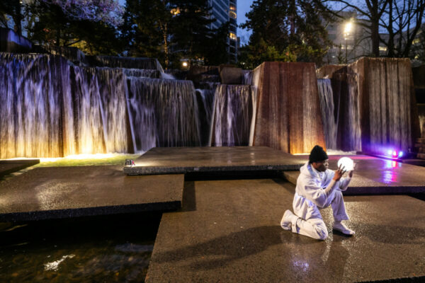 The Inhabitants of this Dream Heidi Duckler Dance NW presents "The Inhabitants of this Dream", at the Ira Keller Fountain in downtown Portland, OR, March 14, 2025. Dancers: Tony Carnell, Carla Mann and Charles Roy. Music by Justin Rails, Balamurali Balu, and Joe Kye. Photo by Jason Quigley.